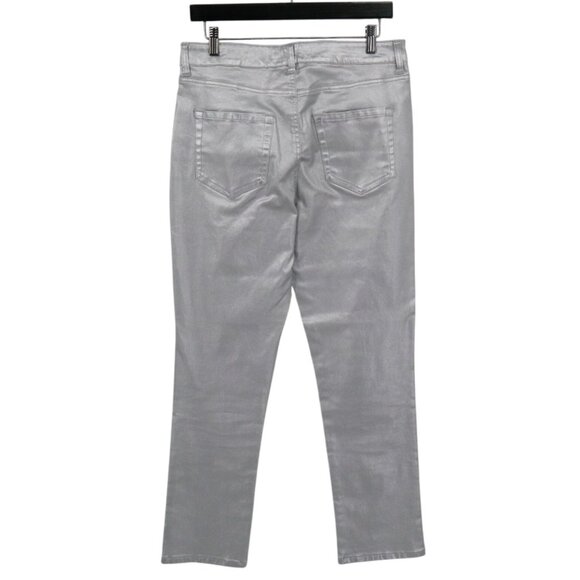 Boston Proper Metallic Pants Women 10 Silver Festive Holiday Party Night Out - Picture 3 of 16